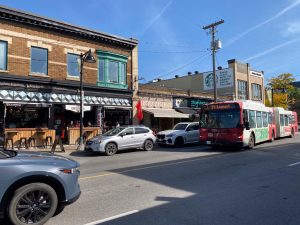 The words “Glebe Central” on the façade of this block are a nod back to a time when this spot was a streetcar stop. Photo by Laura Byrne Paquet.