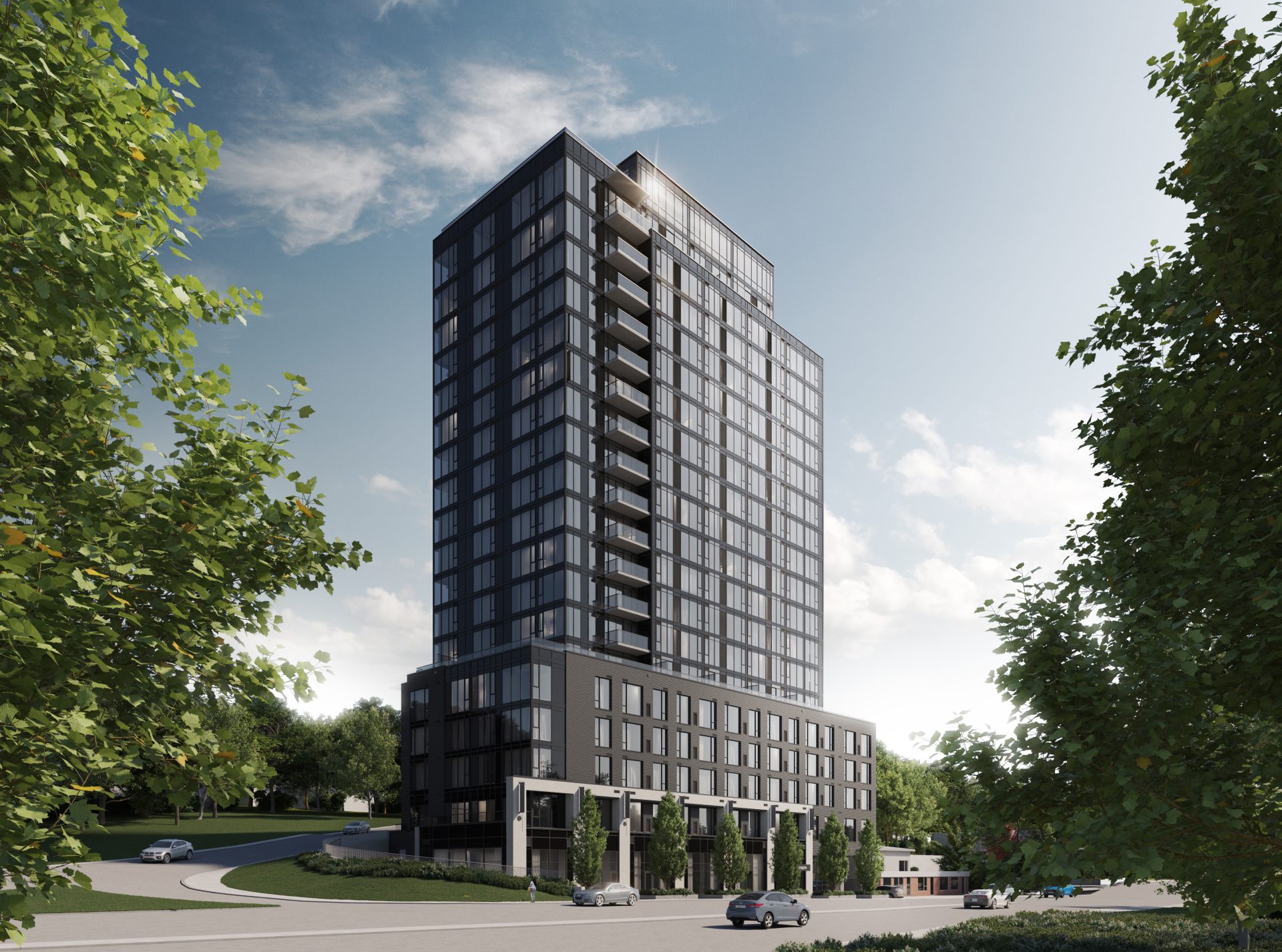 A rendering of the new 18-storey residential development at 3030 St. Joseph Blvd. Image supplied by Theberge Homes